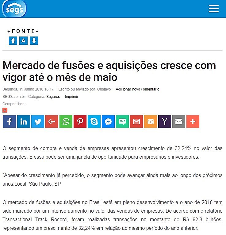 Mercado de fuses e aquisies cresce com vigor at o ms de maio